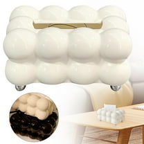 ERTZAE Ceramic Bubble Tissue Box Cover,Modern Glossy Decor,Heavy-Duty Tissue Holder,Sleek Ceramic Tissue Holder,On-Slip Desktop Organizer,Bubble Design Decor Piece,Bathroom Living Room Accent White