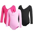 thumbnail image 2 of LYMAYTER 3-16Y Teen Kids Romper Ballet Leotards Toddler Girls Hollow Back Dance Dress Youth Fall Long Sleeve Gymnastics Dance Ballet One-Piece Rompers, 2 of 6