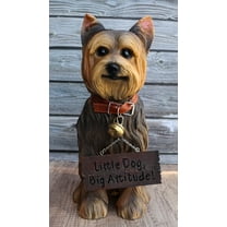 Yorkie Dog Garden Statue 12.5"H Yorkshire Terrier Welcome Figurine Jingle Collar