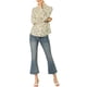 thumbnail image 2 of Camisa de mujer Inspire Chic de botones con estampado floral, de manga larga, con cuello puntiagudo, para oficina, 2XL, beige, 2 of 8