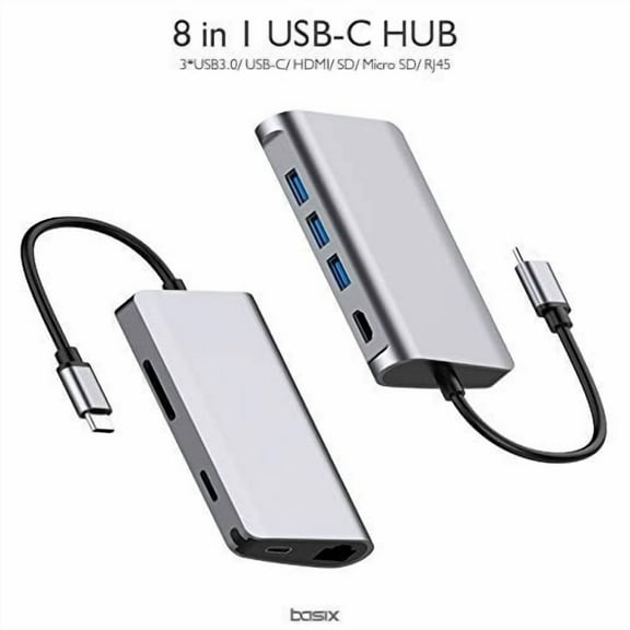 THYMOBO 8 in 1 USB C to USB Hub, USB Type C Adapter w. 3 USB 3.0 Ports, SD Micro SD, RJ45, USB C to HDMI