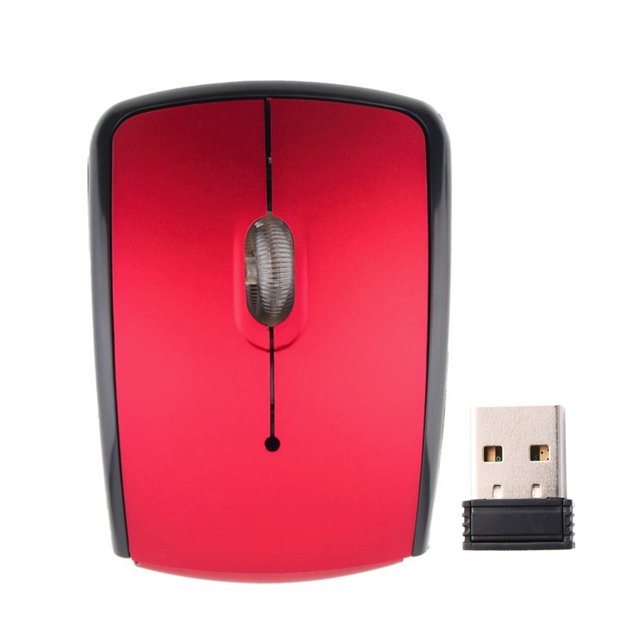 Sidaley Ratón inalámbrico portátil plegable de 2,4 GHz, 1600DPI, 3 botones, ratón de escritorio para juegos, ratón plegable para oficina en casa, Juegos de teclado y mouse para computadora rojo