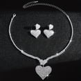 thumbnail image 6 of JUSIP Fashion New Exquisite Flashing Rhinestone Double Heart Necklace Earrings Set Bridal Party Banquet Jewelry, 6 of 6