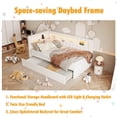 thumbnail image 4 of Bellemave Twin Size LED Daybed with Trundle Linen Upholstered Daybed Frame with Charging Station and LED Lights Twin Sofa Bed with Storage and Backrest, No Box Spring Needed, Beige White, 4 of 11
