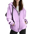 thumbnail image 5 of Inglocry Zip Up Hoodies for Women Drawstring Soft Jackets Casual Winter Sweatshirts with Pockets Long Sleeve Clothes Light Purple S, 5 of 5