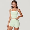 thumbnail image 4 of Women's Square Neck Cropped Active Tank with Contrast Trim and Built-In Bra for Light Support - Large, Green, 4 of 7