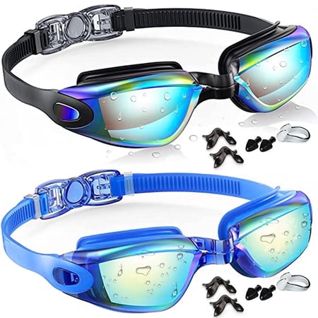 GPED Swim Goggles, 2 Pack Anti-fog No Leaking Anti-UV Silicone Swimming Goggles for Teen Youth Adult Women Men