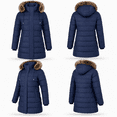 thumbnail image 2 of HVEOO Warm Winter Puffer Coat Fleece LinedWaterproof Long Down Jacket for Women, Navy, 2 of 8