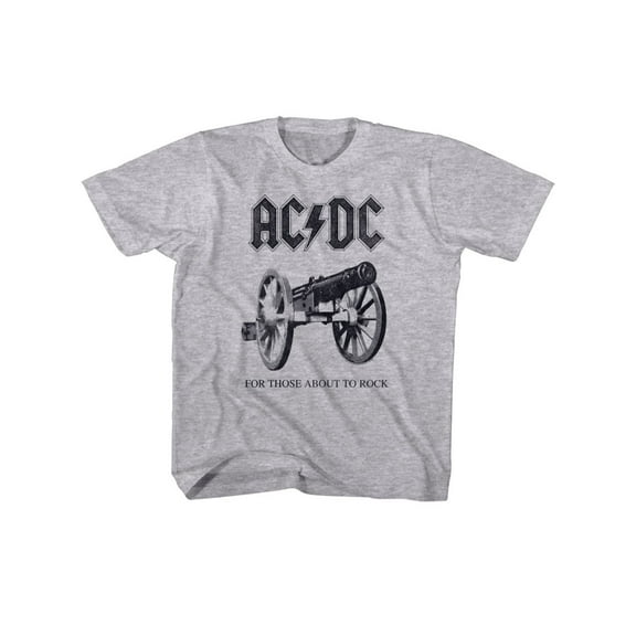 ACDC-ABOUT TO ROCK AGAIN-GRAY HEATHER YOUTH S/S TSHIRT-L (14-16)