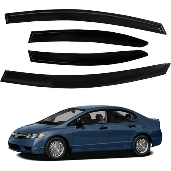 waltyotur Window Visors Shade Sun Rain Wind Guards Deflectors Cover Acrylic Outside Replacement for 2006-2011 Civic Sedan