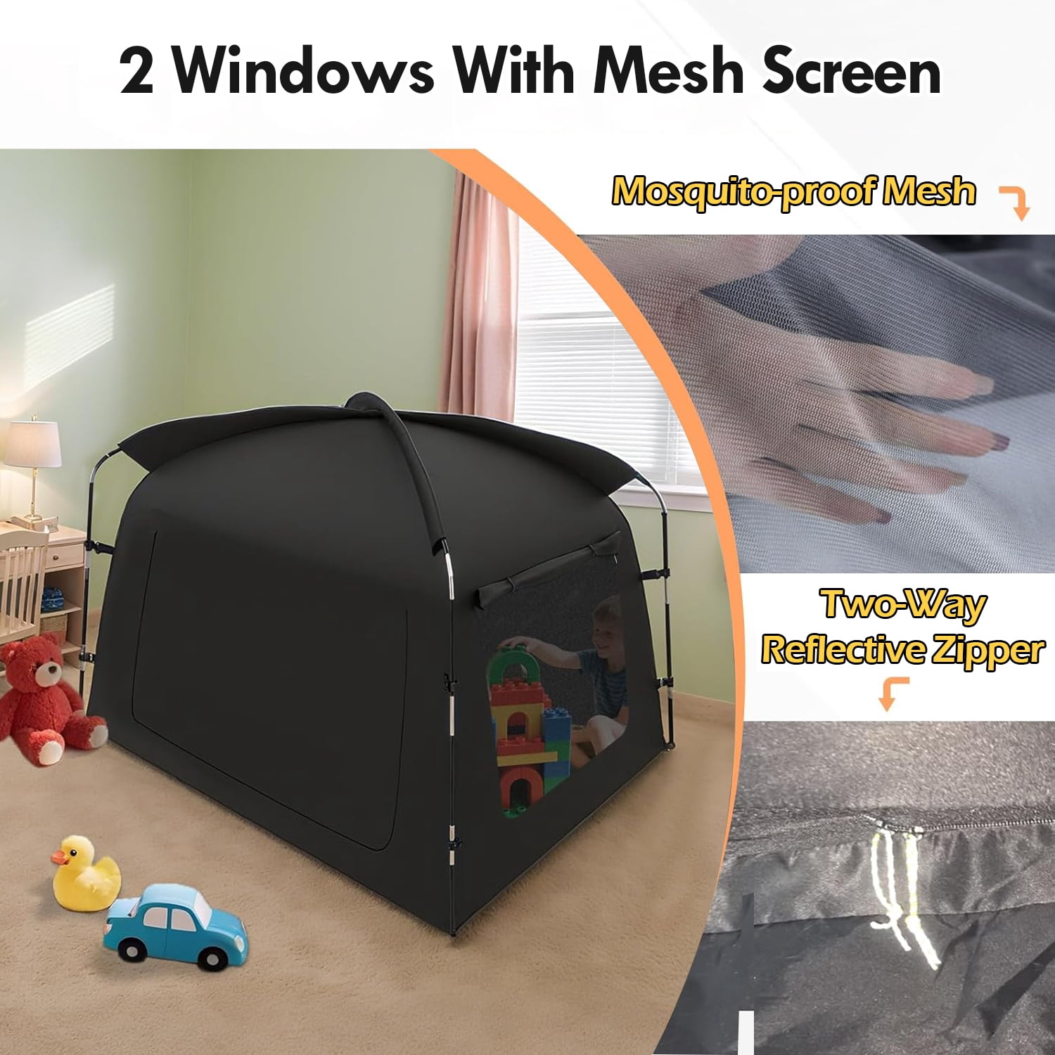 IC ICLOVER Bed Tent Twin Size, Indoor Portable Light Reducing Privacy Bed Canopy Breathable Lightweight Private Space Tent for Bed