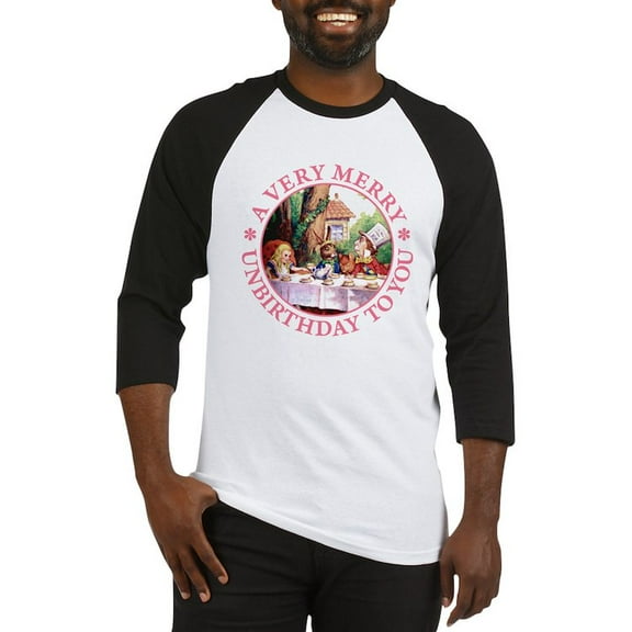 CafePress - A Very Merry Unbirthday To You Baseball Jersey - Cotton Baseball Jersey, 3/4 Raglan Sleeve Shirt