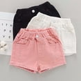 thumbnail image 5 of Kaprioy Girls Denim Shorts Toddler Girls Summer Cozy Casual Ripped Jeans Shorts Baby Kids Solid Color Daily Wear Denim Short Pants, 5 of 5