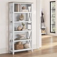 thumbnail image 2 of Pemberly Row Engineered Wood Tall 5 Shelf Bookcase in Pure White and Gray, 2 of 9