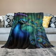 thumbnail image 2 of Pratyus Peacock Feathers Soft Cozy Printed Blanket & Throw for All Seasons Lightweight Travel Blanket 50x60in, 2 of 6