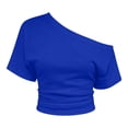thumbnail image 3 of 2026 New Women's Off the Shoulder Short Sleeve Tops Summer Casual Going Out Trendy Y2k T Shirts, 3 of 3