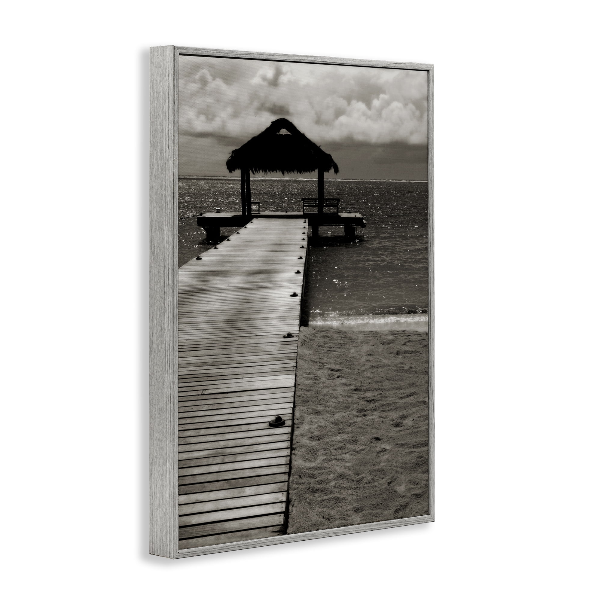 Stupell Industries Covered Jetty Dock Landscape Photography Gray Framed Art Print Wall Art, 20 x 30