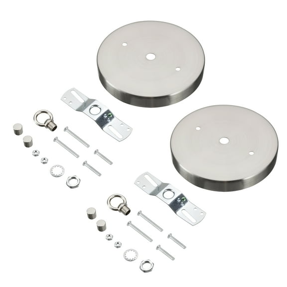 Aspen Creative 21517-32 Contemporary Fixture Canopy Kit, 4-3/4" Diameter with Loop, 7/16" Center Hole, Brushed Nickel, 2 Sets/Pack