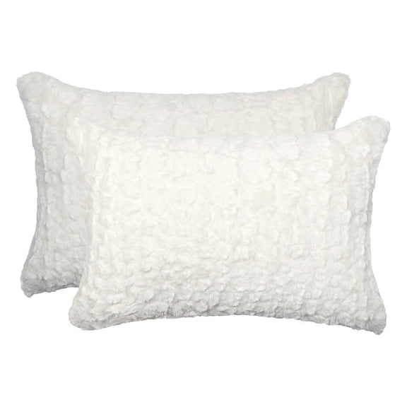 12" x 20" x 5" Ivory Mink Faux  Pillow 2 Pack