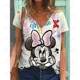 thumbnail image 3 of Camiseta de verano nueva para mujer, blusa de manga corta con cuello en V y estampado de Disney Minnie Mickey Mouse, camisetas de moda de talla grande para mujer, 3 of 5