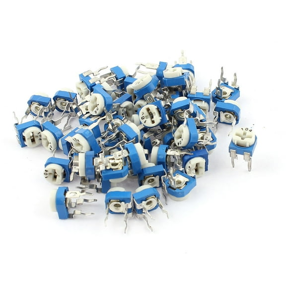 Unique Bargains 50Pcs 100K ohm Vertical PCB Preset Variable Resistor Trimmer Potentiometer Blue