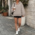 thumbnail image 3 of SUNBS Drawstring Half Zip Hoodies for Women Fall Oversized Casual Sweatshirts with Kangaroo Pocket, 3 of 9