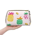 thumbnail image 4 of Large Clutch Leather Makeup Bag, Pink Watercolor Pineapple Doodle Travel Toiletries Bag, Ladies Cosmetic Storage Bag, 4 of 8