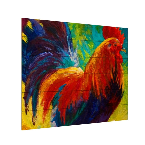 Marion Rose 'Hot Shot Rooster' Wood Slat Art