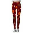 thumbnail image 4 of TYGHBN Thanksgiving Turkey Pumpkin Wheat Print High Waisted Tight Comfortable Sports Leggings for Women Comfy Bike Shorts Women Thick Leggings plus Size Leggings with Pockets Womens Cropped Leggings, 4 of 4