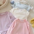 thumbnail image 6 of UAYOTSE Girls Long Sleeve Crew Neck Top with Hem Ruffle Trim, Kids Soft Solid Color Casual Fall Everyday Blouse Size 4-5 Years, 6 of 9