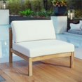 thumbnail image 2 of Modway Bayport Outdoor Patio Solid Teak Wood Armless Chair in Natural/White, 2 of 5