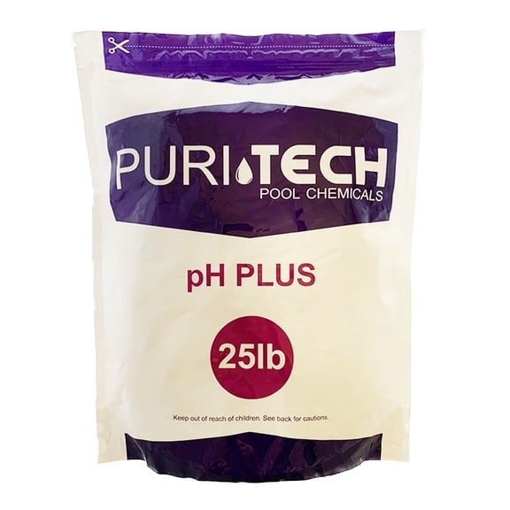 Puri Tech Powder Chemicals pH Plus 25 lb Resealable Bag for Swimming Pools & Spas