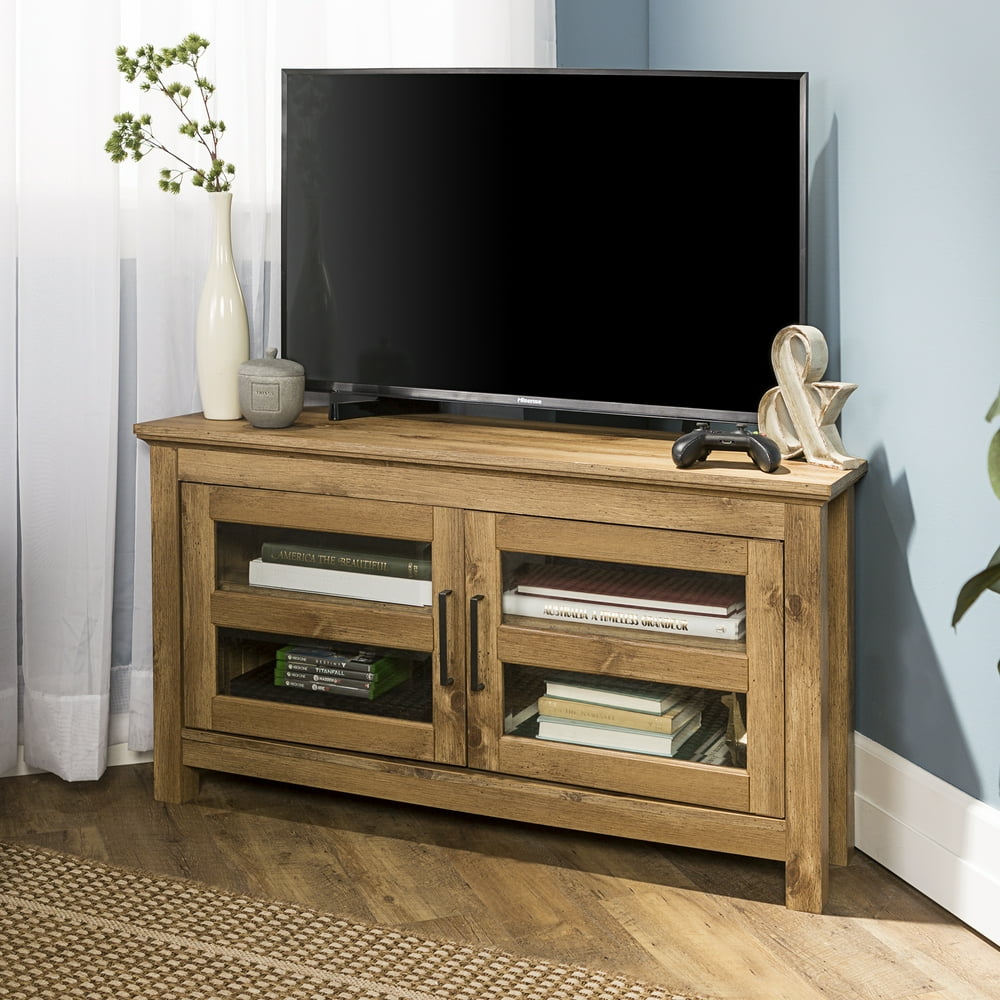 Woven Paths Modern Farmhouse Corner TV Stand for TVs up to 50