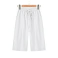 thumbnail image 2 of Women's Casual Bermuda Shorts Elastic Waist Cotton Linen Shorts with Pockets Casual Cotton Elastic Drawstring Summer Beach Bermuda Comfy Elastic Waist Shorts, 2 of 7