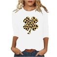 thumbnail image 2 of St. Patrick's Day T-Shirt for Women Leopard Print Shamrock Graphic Crewneck Long Sleeve Soft Relaxed Fit Festive Holiday Clover Graphic Tee, 2 of 7