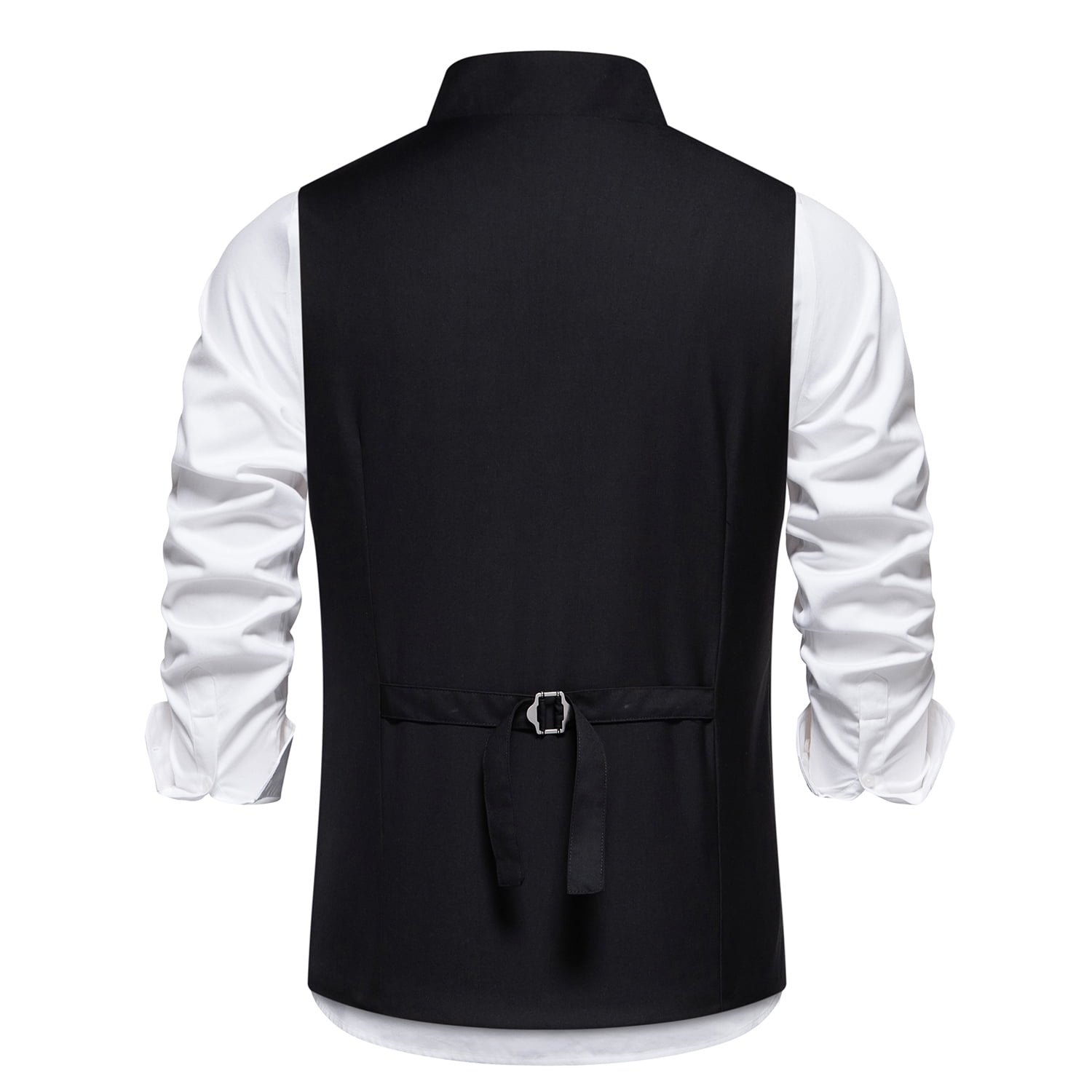 Cloudstyle Men's Solid Color Single-Breast Angled Closure Vest - Standard Fit Sleeveless Waistcoat with Notch Lapel