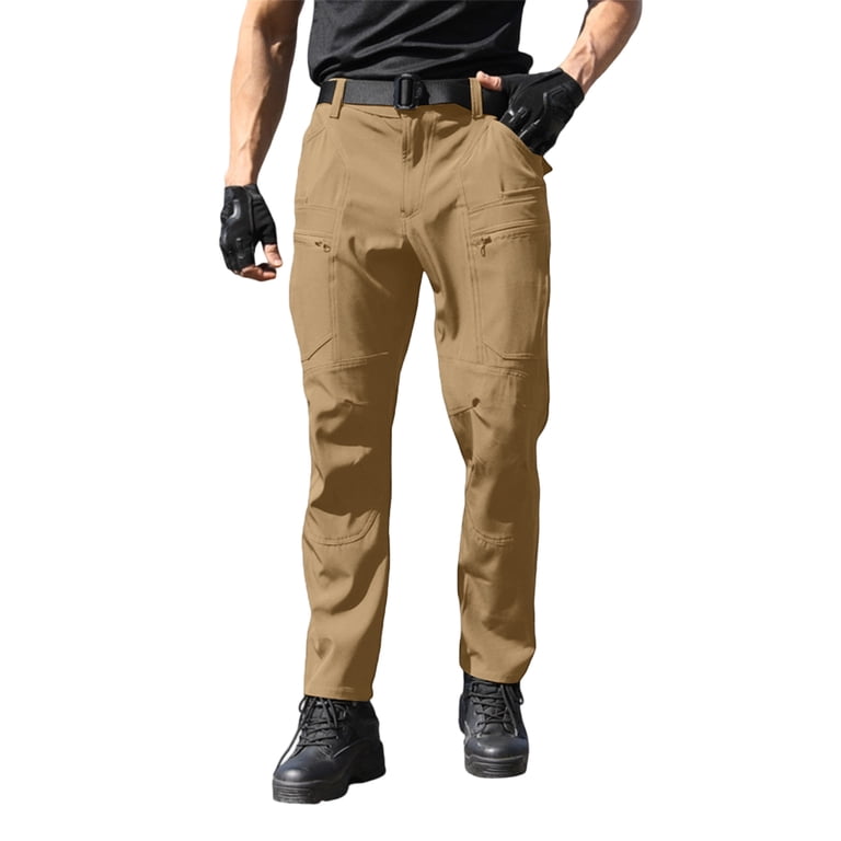 Men's Fleece Lined Tactical Cargo Pants - Insulated Waterproof