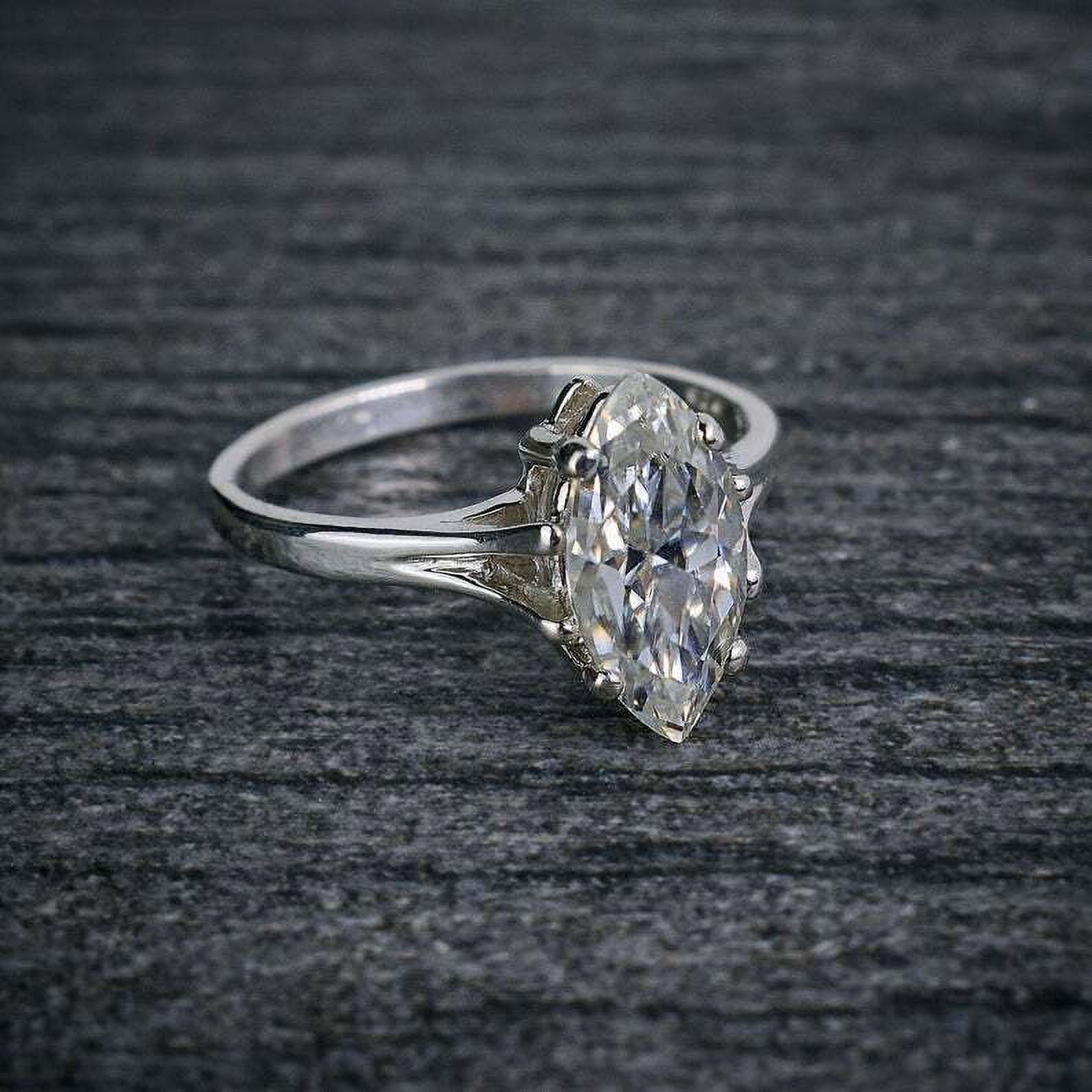 HeartsAndYou 2ct Marquise Cut Moissanite Engagement Ring for Women Classic Solitaire 18k White Gold over Silver