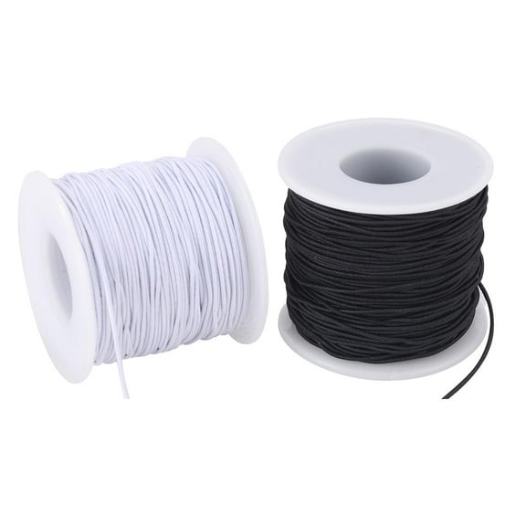 Stretchy String for Bracelets Elastic Cord, 2 Rolls 1.0mm Black and White, 330 Feet Total for Jewelry Making, Necklaces, Beading, DIY Crafts, Drawstring Bags, Pony Bead