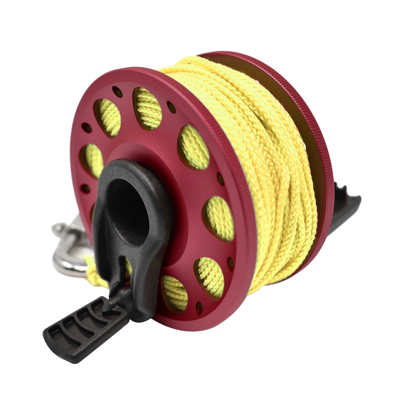 Aluminum Finger Spool 100ft Dive Reel w/ Retractable Holder, Red/Yellow - image 2 of 4