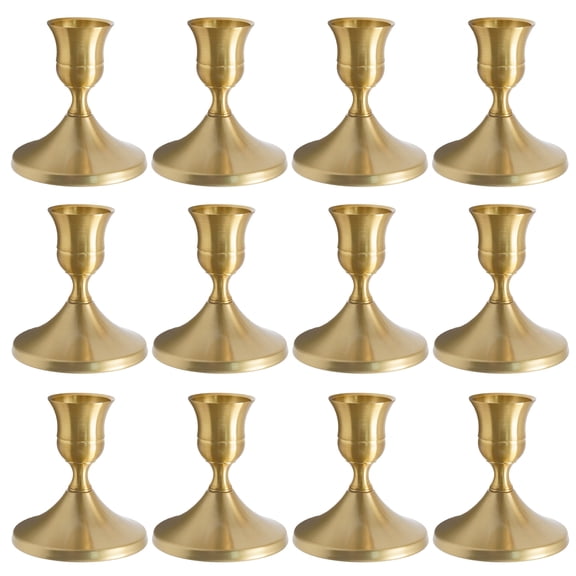 12‑Pack Gold Taper Candlestick Holders, 2.64" Base 2.76" Height Alloy Candle Holder for Wedding Christmas Table Home Decoration