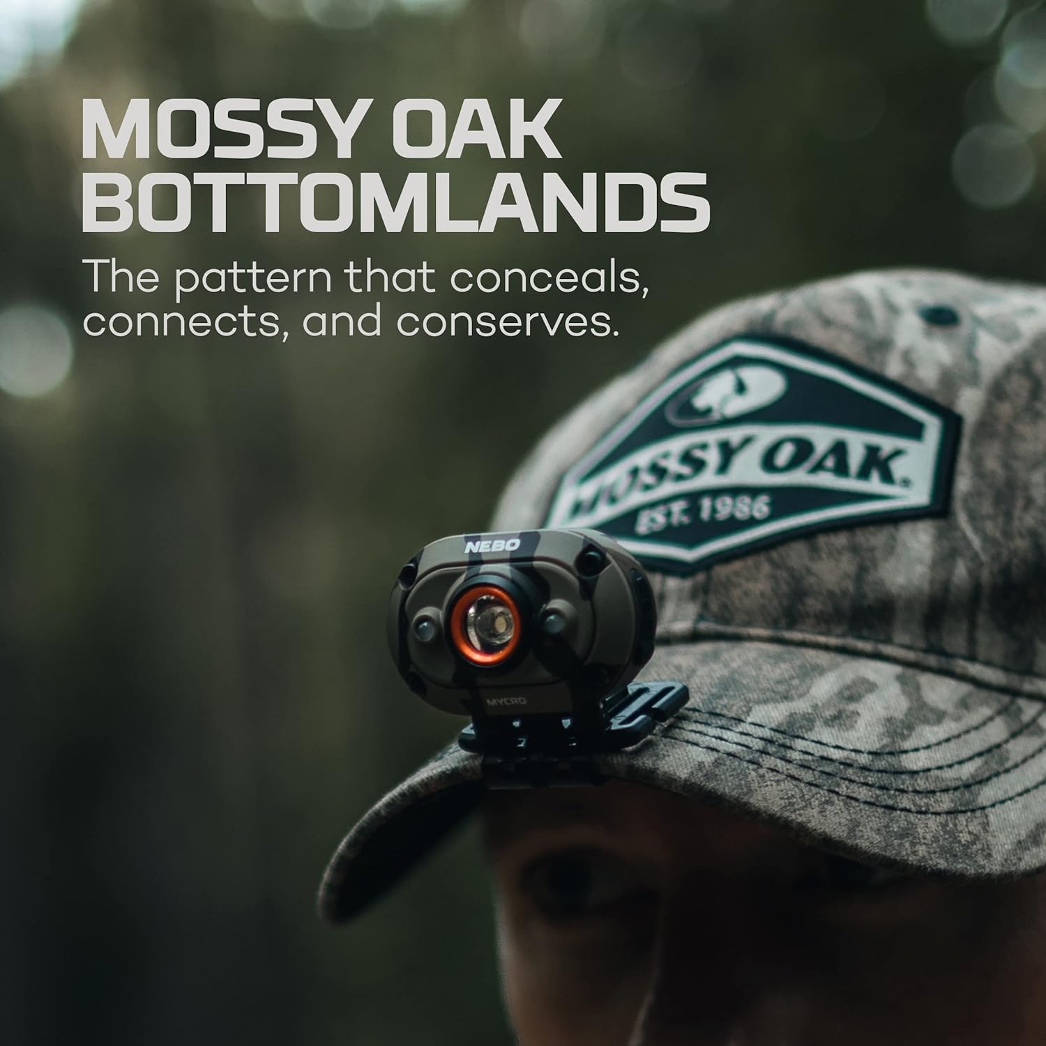 NEBO MYCRO Green Camo USB Rechargeable, Adjustable LED Headlamp & Cap Light, IPX4 Water Resistant