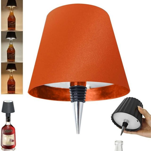 HomeNest Lampe de Bouteille de Vin Sans Fil à Tête Portative, Lampe de Bouteille de Vin Sans Fil à DEL avec 3 Modes de Gradation, Commande Rechargeable, Bouteille de Vin Convenant à Toute Bouteille de Vin (Abat-Jour)