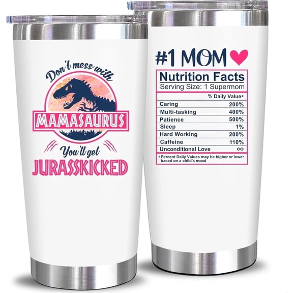 CARE U Funny Cup Mamasaurus Mother's Day Gift Mug for Mom, 20oz Stainless Steel Tumbler