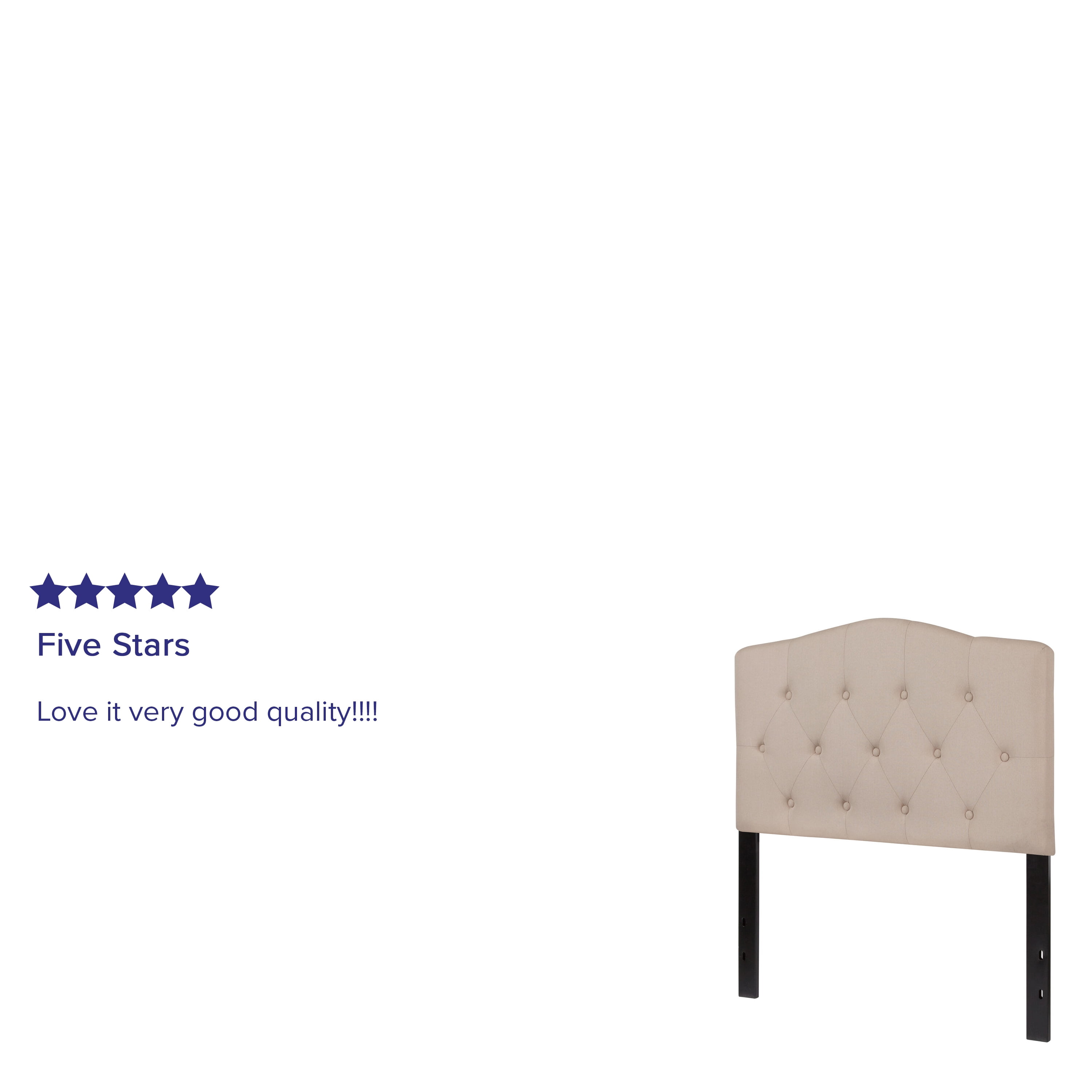 Tufted Upholstered Twin Size Headboard in Beige Fabric