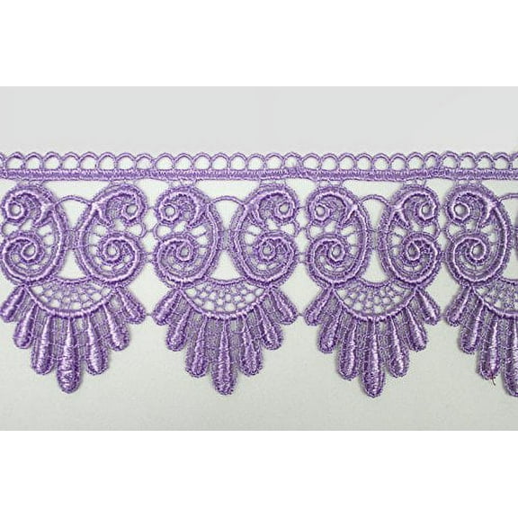 Altotux 3" Lilac Lavender Light Purple Embroidered Floral Scalloped Venice Lace Trim Victorian Guipure Sewing Supplies By Yard (UB052)