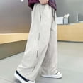 thumbnail image 4 of CONROSES Kids Boys Casual Pants Wide Leg Baggy Pant for Child Solid Elastic Waist Drawstring Cozy Jogger Trousers with Pockets, 4 of 9
