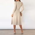 thumbnail image 2 of Women's Sweater Dress Autumn Winter Long Sleeve Knitted Mid Length High Waist A-Line Wool Blend Casual Elegant Outfit, 2 of 2
