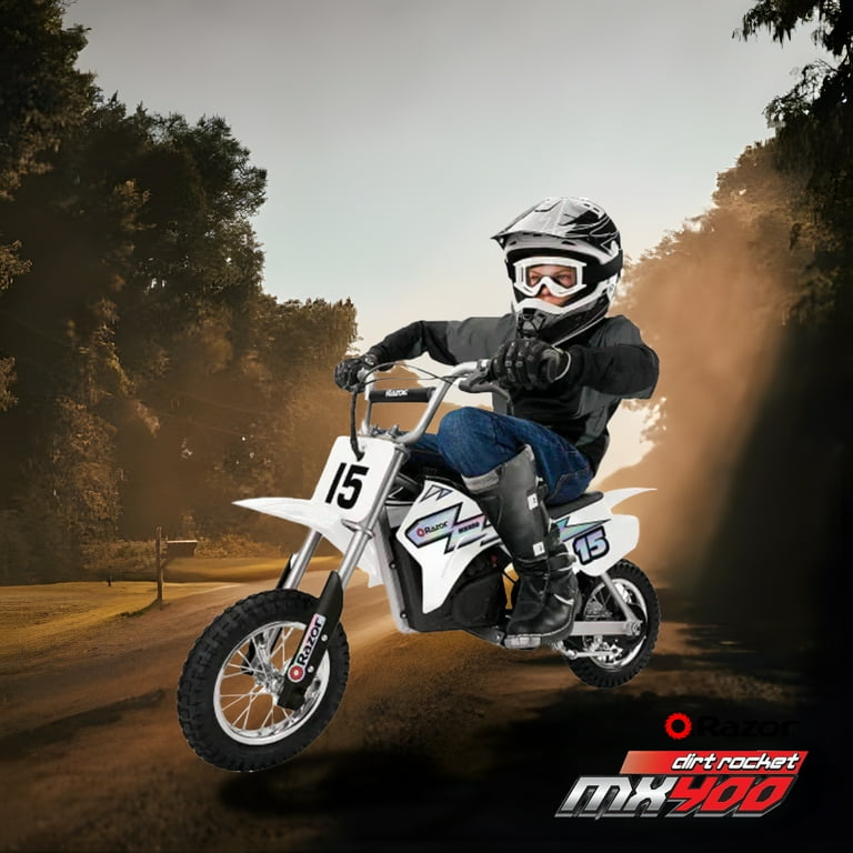 Razor MX400 Dirt Rocket Electric Dirt Bike, White for Kids 13+