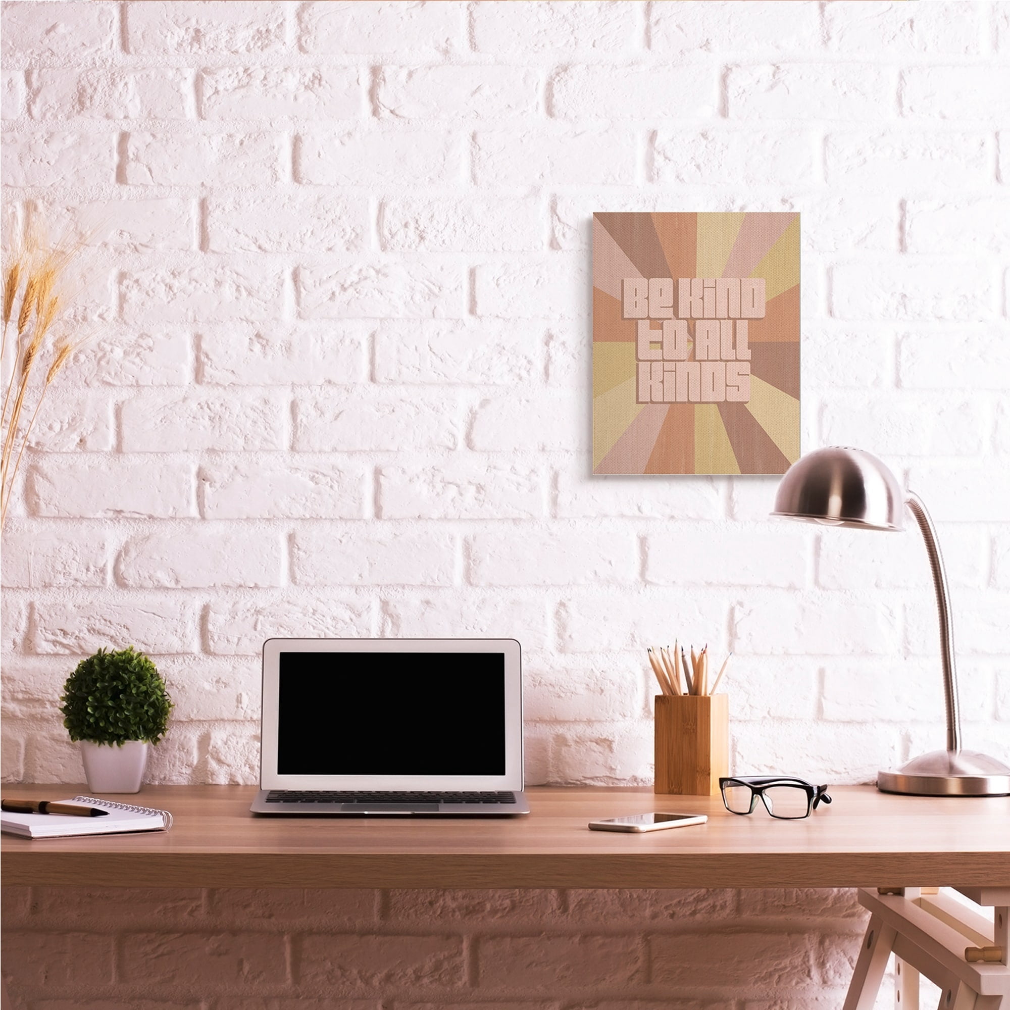 Stupell Industries Be Kind to All Phrase Neutral Tone Rainbow Stripes,24 x 30,Designed by Grace Popp